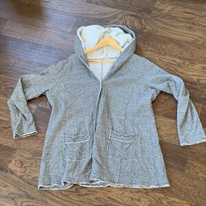 Eileen Fisher Gray Hooded Sweater Jacket, XL